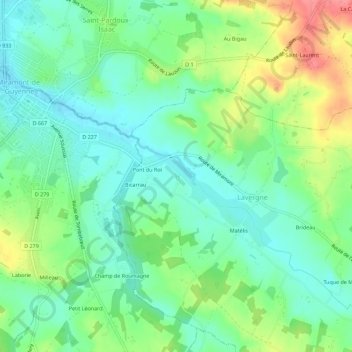 Topografische kaart Joncadis, hoogte, reliëf