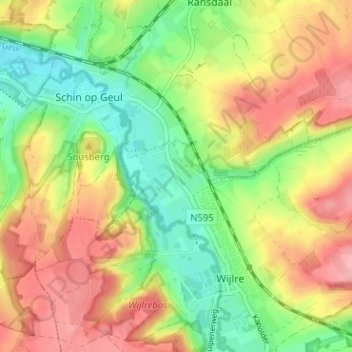 Topografische kaart Etenaken, hoogte, reliëf