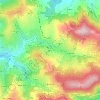Topografische kaart Vanel, hoogte, reliëf