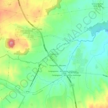 Topografische kaart Settevene, hoogte, reliëf