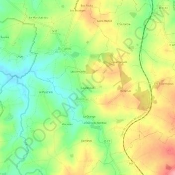 Topografische kaart Lauzeraud, hoogte, reliëf