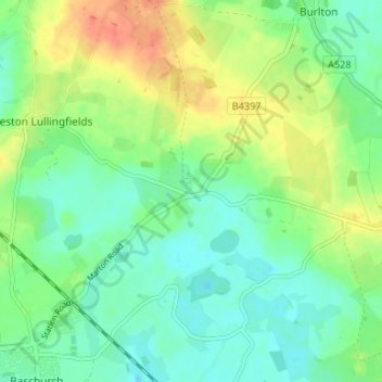 Topografische kaart Marton, hoogte, reliëf