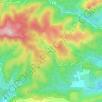 Topografische kaart Les Crozes, hoogte, reliëf