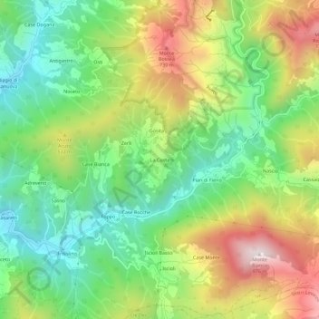 Topografische kaart La Costa, hoogte, reliëf
