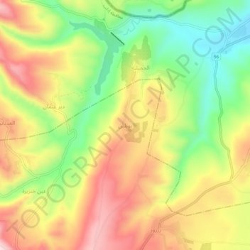 Topografische kaart بوبلين, hoogte, reliëf
