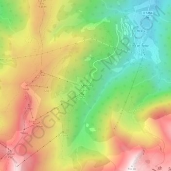 Topografische kaart Le Pleynet, hoogte, reliëf