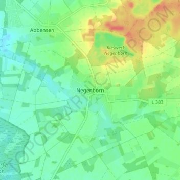 Topografische kaart Negenborn, hoogte, reliëf