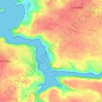 Topografische kaart Camean Izella, hoogte, reliëf