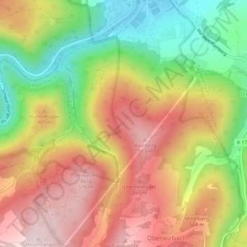 Topografische kaart Höchster Punkt, hoogte, reliëf