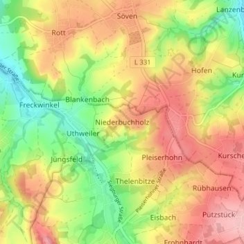 Topografische kaart Niederbuchholz, hoogte, reliëf