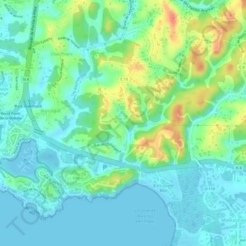Topografische kaart Labrousse, hoogte, reliëf