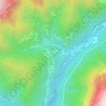 Topografische kaart Celat, hoogte, reliëf