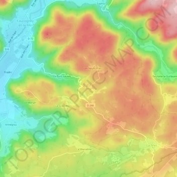 Topografische kaart Oroz, hoogte, reliëf