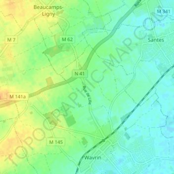 Topografische kaart Quinquibus, hoogte, reliëf