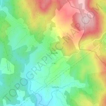 Topografische kaart La Rouzeire, hoogte, reliëf