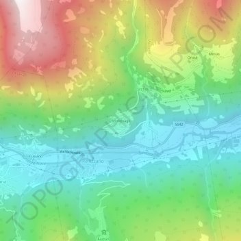 Topografische kaart Termenago, hoogte, reliëf