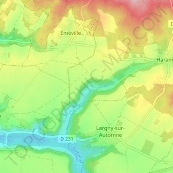Topografische kaart Longpré, hoogte, reliëf