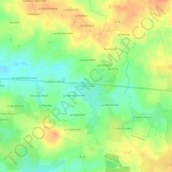 Topografische kaart Le Haut Touche, hoogte, reliëf
