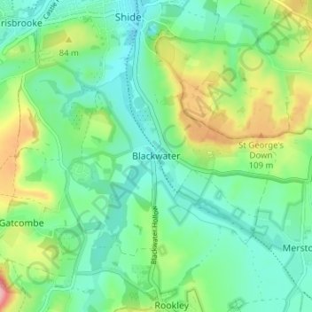 Topografische kaart Blackwater, hoogte, reliëf