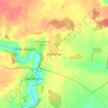 Topografische kaart Hatherop, hoogte, reliëf