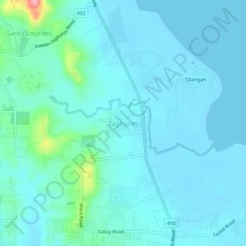 Topografische kaart Tagburos, hoogte, reliëf