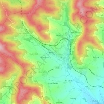 Topografische kaart Englfing, hoogte, reliëf