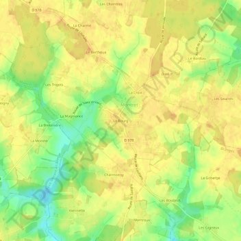 Topografische kaart Le Bourg, hoogte, reliëf