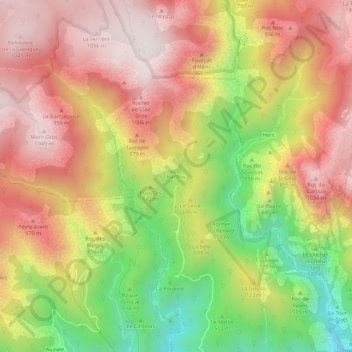 Topografische kaart Bardou, hoogte, reliëf
