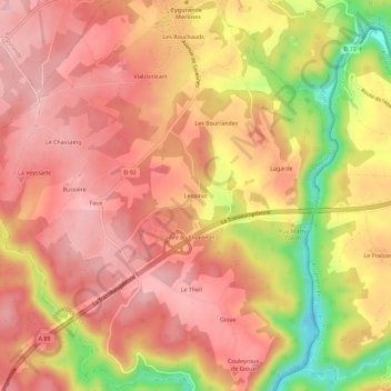 Topografische kaart Lespinat, hoogte, reliëf