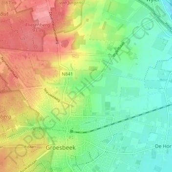 Topografische kaart De Kamp, hoogte, reliëf