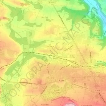 Topografische kaart Fitilieu, hoogte, reliëf