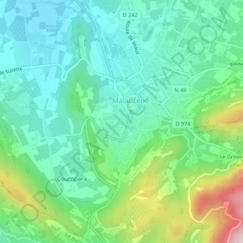 Topografische kaart Cremessière, hoogte, reliëf