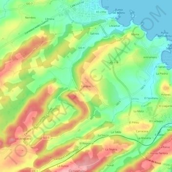 Topografische kaart Condres, hoogte, reliëf