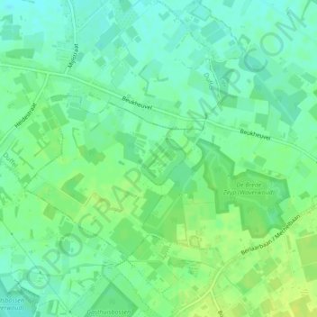 Topografische kaart Fort Koningshooikt, hoogte, reliëf