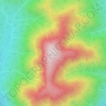 Topografische kaart Mount Sutton, hoogte, reliëf
