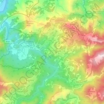 Topografische kaart Casavecchia, hoogte, reliëf