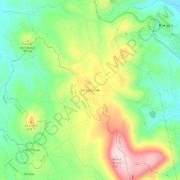 Topografische kaart São Sebastião, hoogte, reliëf