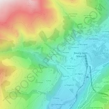 Topografische kaart Le Villaret, hoogte, reliëf