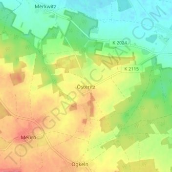 Topografische kaart Österitz, hoogte, reliëf