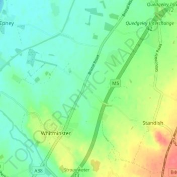 Topografische kaart Putloe, hoogte, reliëf