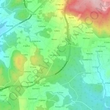 Topografische kaart San Domingo, hoogte, reliëf