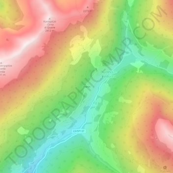 Topografische kaart Prenn, hoogte, reliëf