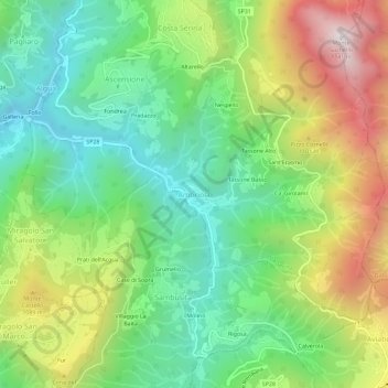 Topografische kaart Ambriola, hoogte, reliëf