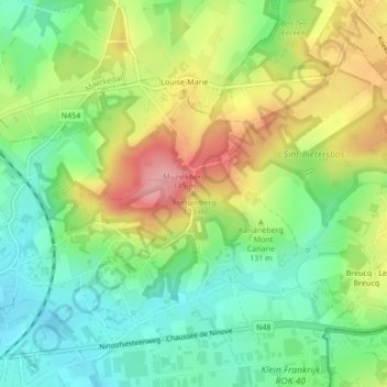 Topografische kaart Fortuinberg, hoogte, reliëf