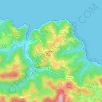 Topografische kaart Bedaroa, hoogte, reliëf