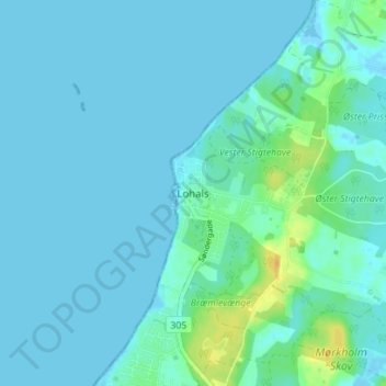 Topografische kaart Lohals, hoogte, reliëf