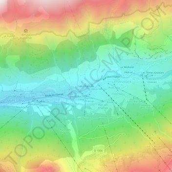Topografische kaart Les Champs, hoogte, reliëf