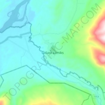 Topografische kaart Gitlaxt'aamiks, hoogte, reliëf