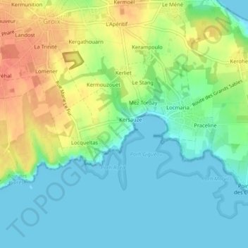 Topografische kaart Mez Tal-er-Port, hoogte, reliëf