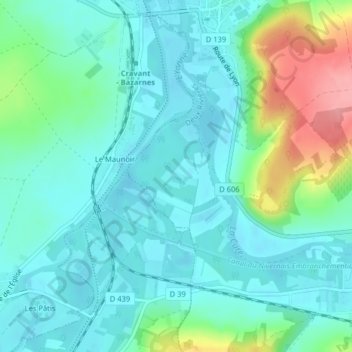 Topografische kaart Les Grosses Terres, hoogte, reliëf